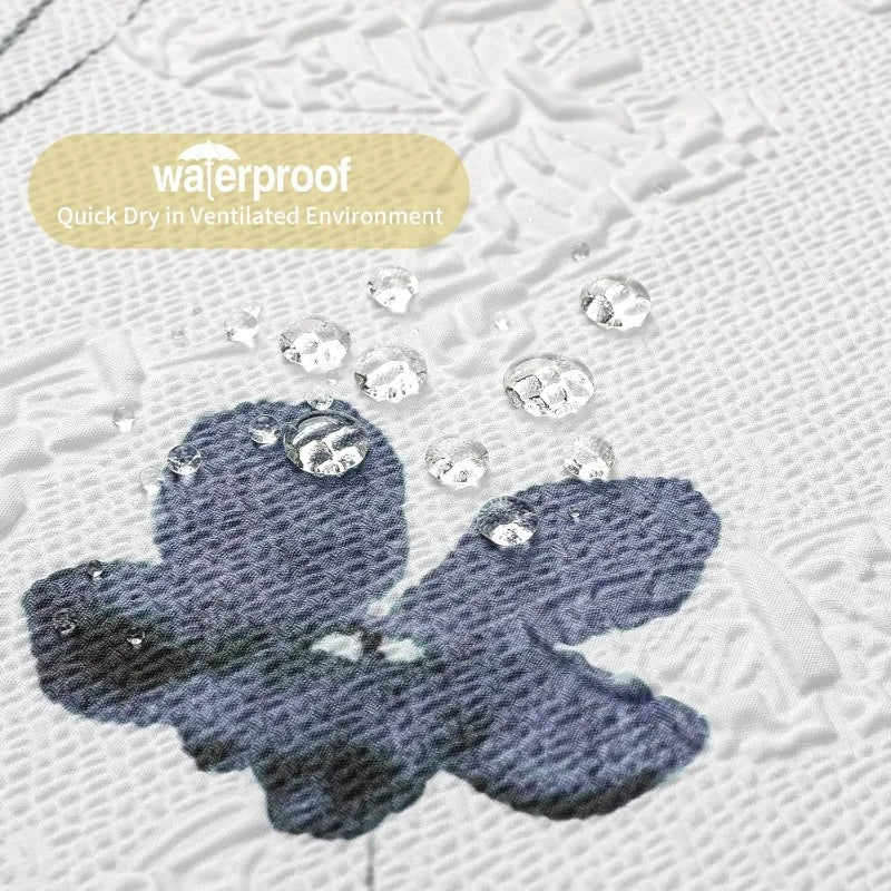 Watercolor Floral Shower Curtain, 3D Embossed Butterflies Blue Yellow Flower Bathroom Curtain