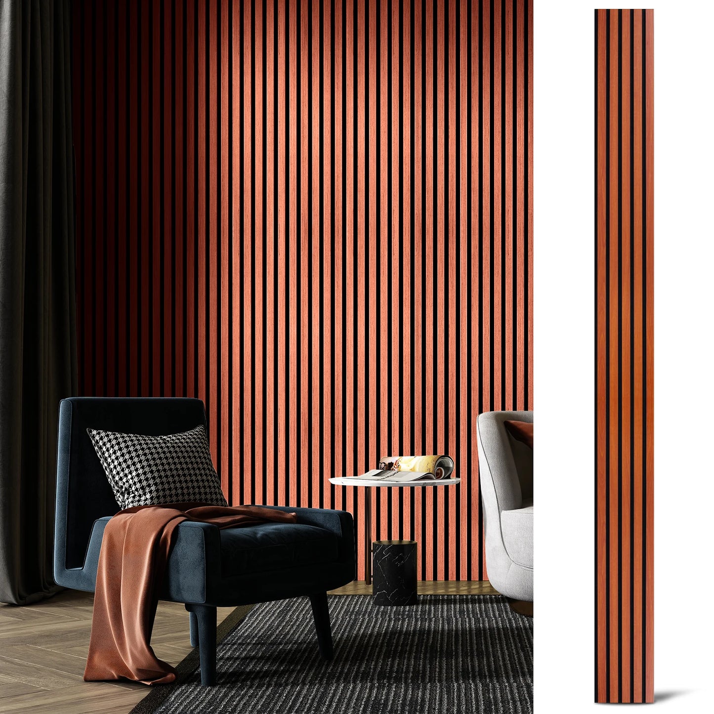 Wood Panel Sets *4Pcs - 94"x8" - Noise Reduction - Acoustic 3D Textured - Home Office Collection