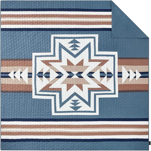 Quilt Set *3Pcs - 100% Cotton Queen Size - Blue Mirage - Bedroom Collection