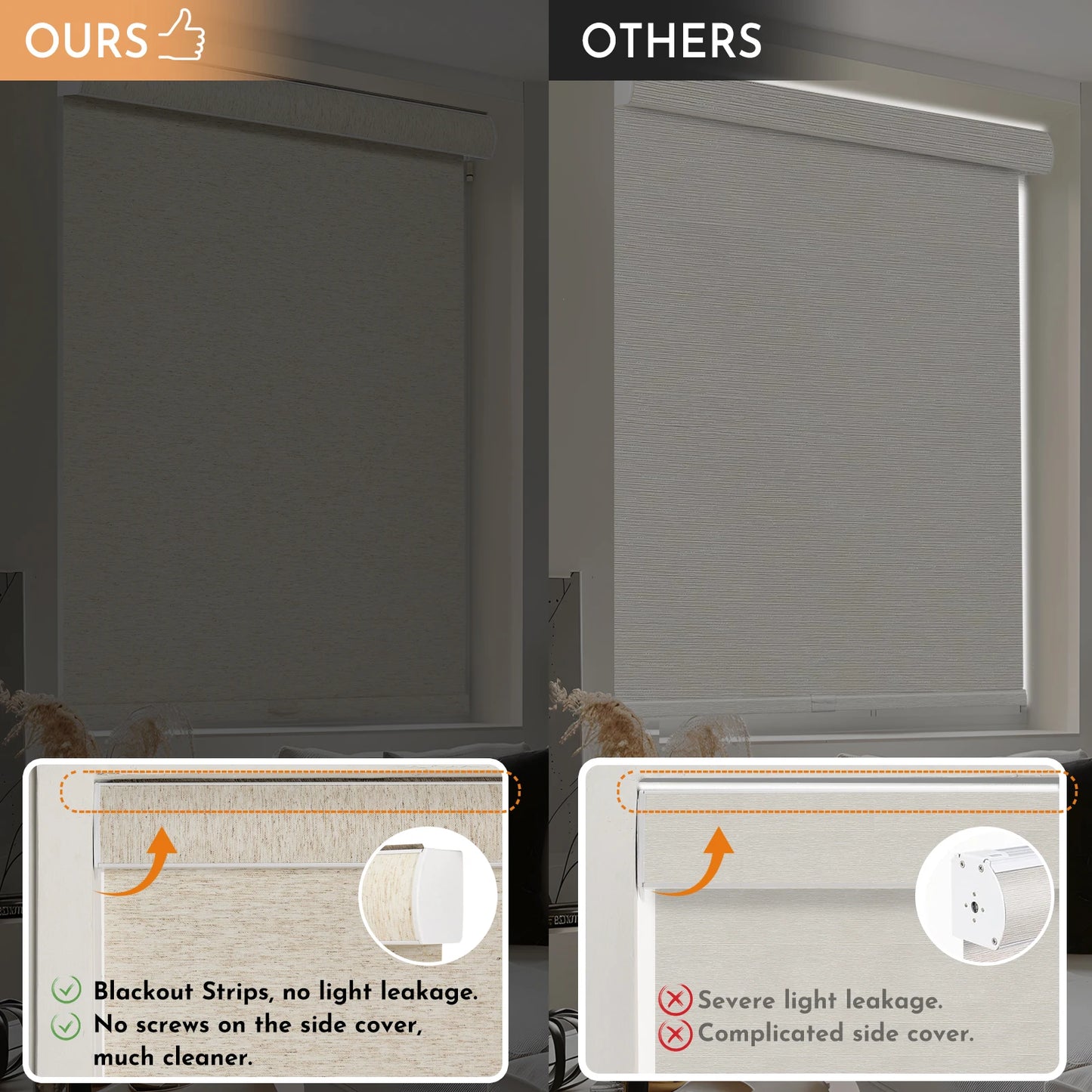Home Window Treatments - Linen Roller Shades - Persilux - Bedroom Collection