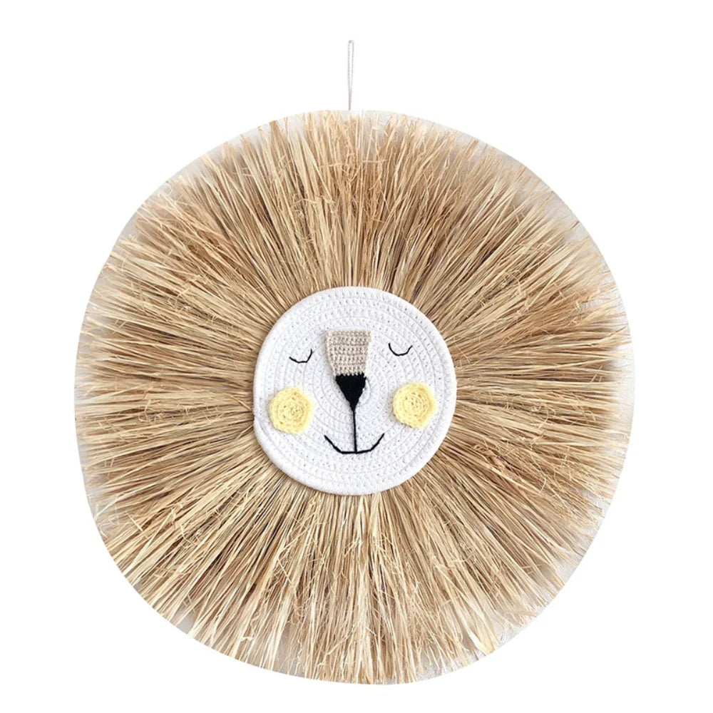 Lion Cartoon Straw Wall Hanging - Tapestry - Children's Room Collection