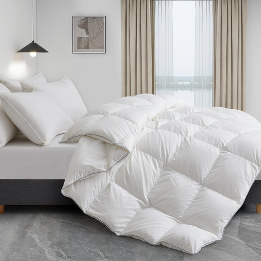 Comforter Duvet Insert - Goose Down Feather - Egyptian Cotton Blend - Bedroom Collection