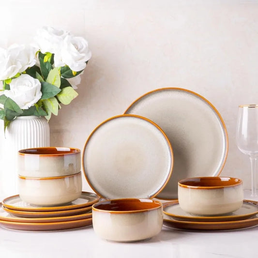 Dinnerware Set *12Pcs - Service for 4 - Handmade Reactive Glaze - Diningroom Collection