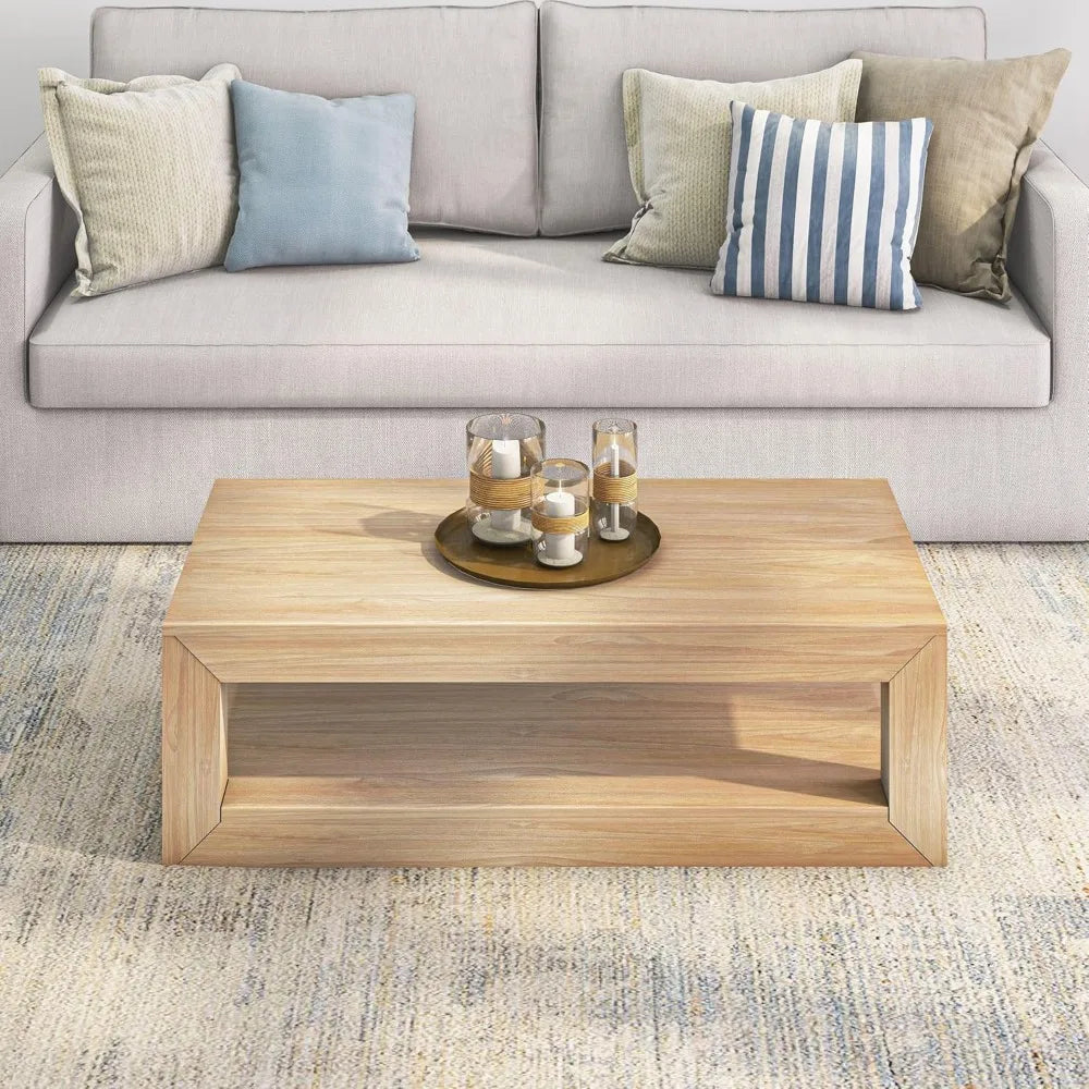 Coffee Table - Solid Wood - 48" Length - 2 Tiers - Livingroom Collection