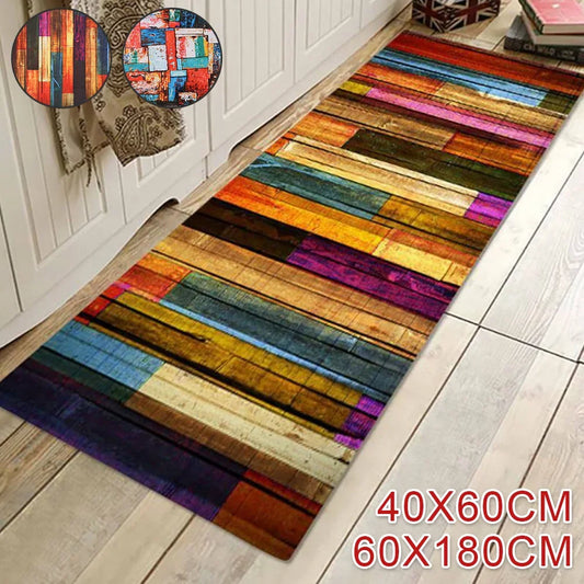 Kitchen Runner - Retro Color Wooden Board Floor Mat - Non-slip - Kitchen Collection