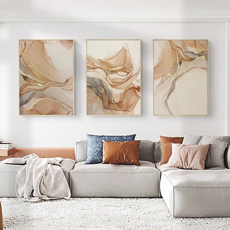 Wall Art - Canvas Beige Mural - Bedroom Decor
