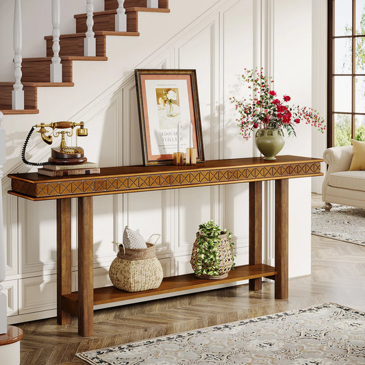 Tribesigns Console Table - Narrow Wood Sofa Table - Two Tiers - Entryway Collection