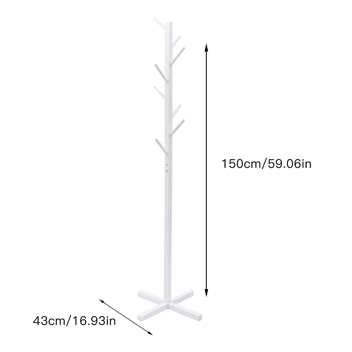 Pine Wood Coat Rack, Hat Rack - Tree Shaped Hat Rack - Eight Branches