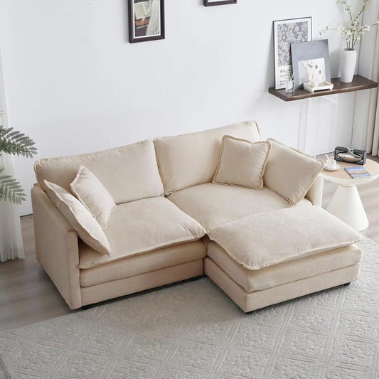 Sofa Loveseat & Ottoman - Deep Seats - Chenille Upholstery - Livingroom Collection