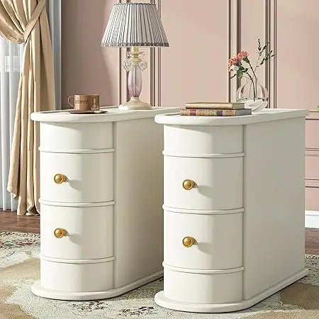 Table - Solid Wood - 2 Drawers - Narrow Slim Sillohuette