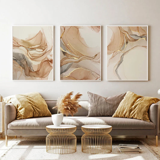 Wall Art - Canvas Beige Mural - Bedroom Decor