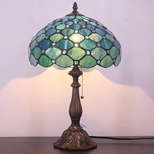 Tiffany Stained Glass Lamp - 12"x12"x19" - Reading Nook Lamp