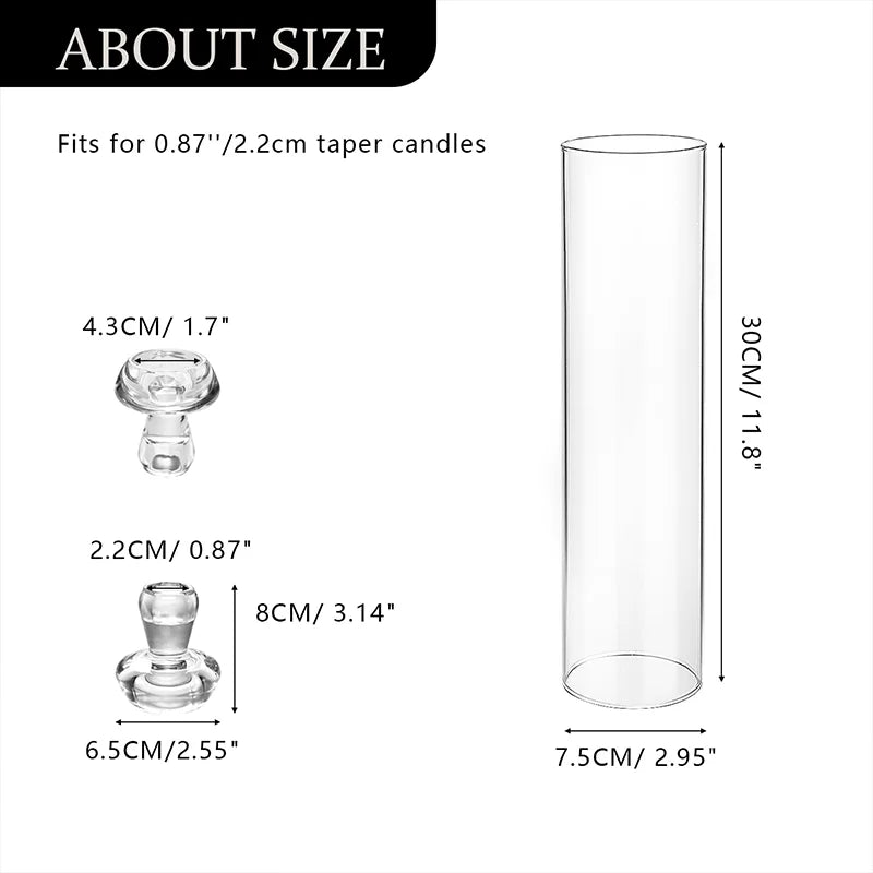 Glass Hurricane Candlestick Holders - *2Pcs - 11.8"