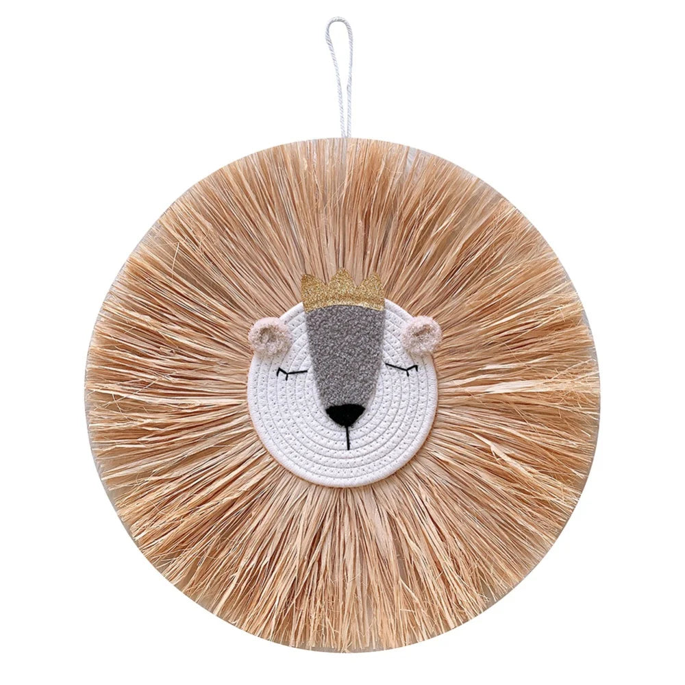 Lion Cartoon Straw Wall Hanging - Tapestry - Children's Room Collection
