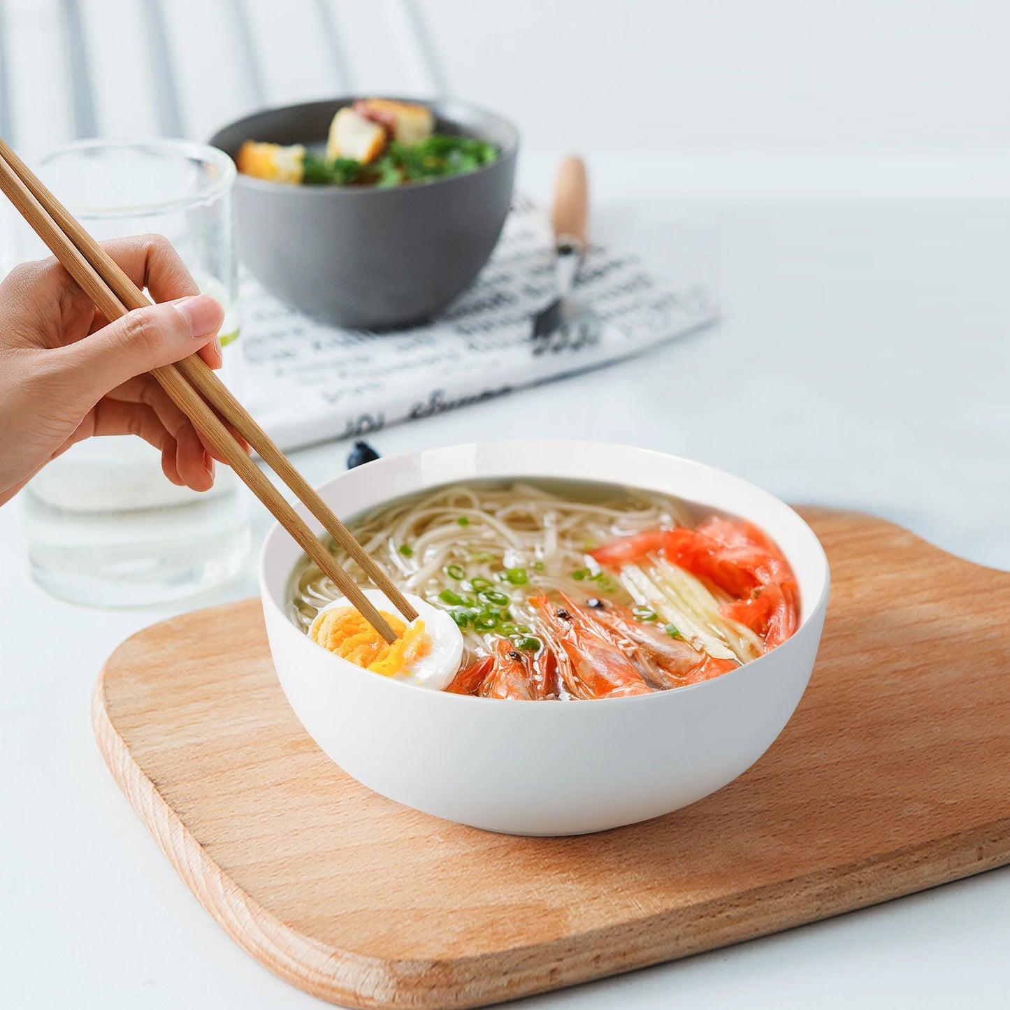 Bowl Set *3Pcs - Premium Ceramics - 60 Oz White Serving Bowls - Kitchen Collection