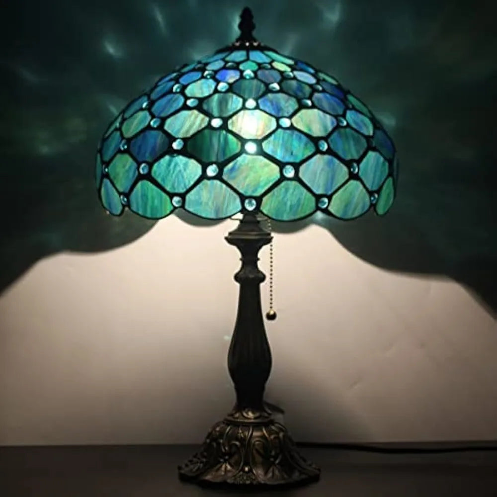Tiffany Stained Glass Lamp - 12"x12"x19" - Reading Nook Lamp
