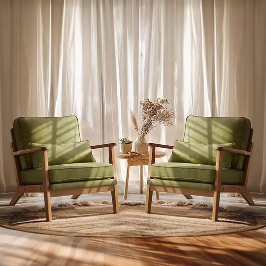 Accent Chair - Solid Wood Frame - Includes Lumbar Pillow - Bedroom Collection