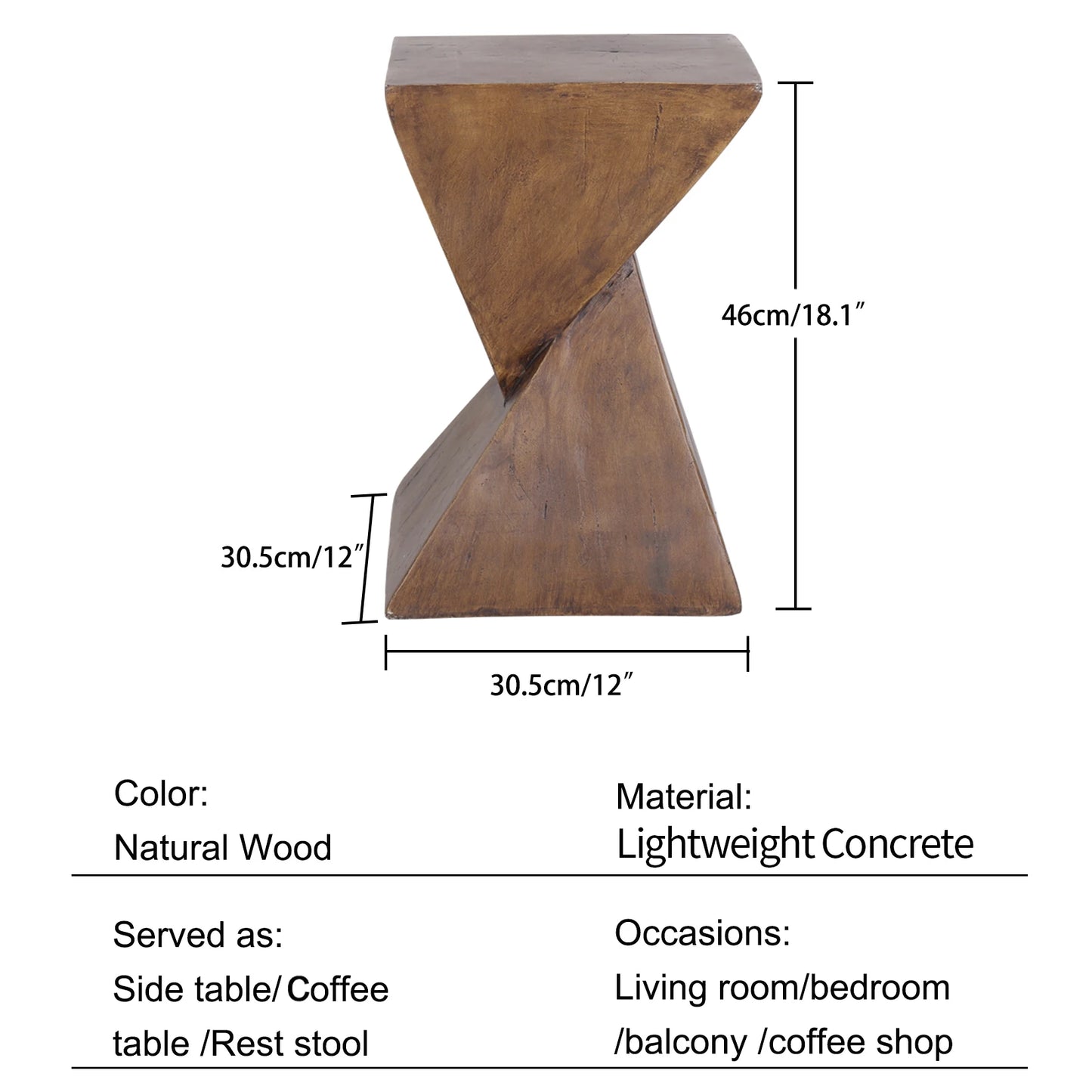 Accent Table - Lightweight Concrete Geometric - Neoclassic Artwork