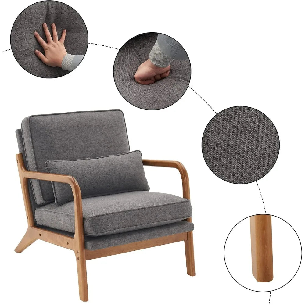 Accent Chair Set *2 Pcs - Upholstered - Lumbar Pillow - Farmhouse Decor