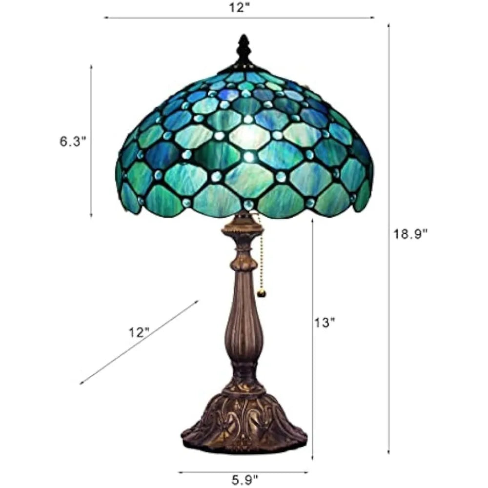 Tiffany Stained Glass Lamp - 12"x12"x19" - Reading Nook Lamp