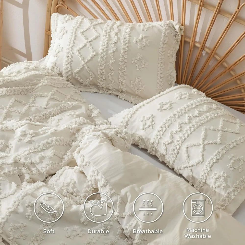 Duvet Cover Set *3Pcs - Bedsure Boho Bedding - King Size - Bedroom Collection