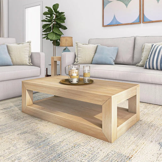 Coffee Table - Solid Wood - 48" Length - 2 Tiers - Livingroom Collection