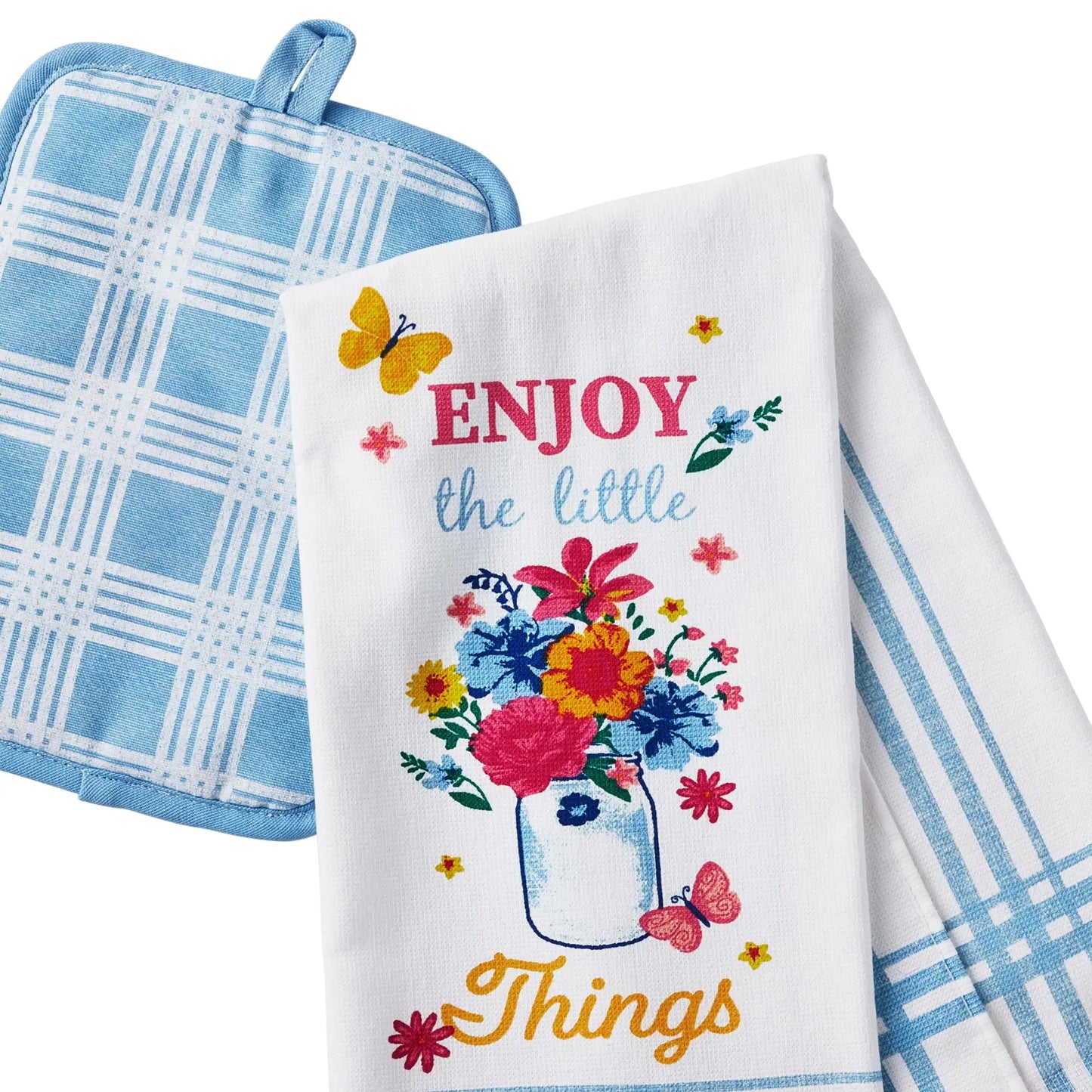 The Pioneer Woman Flowering Frontier Kitchen Towel Set *3Pcs - "Enjoy The Little Things" - Kitchen Collection