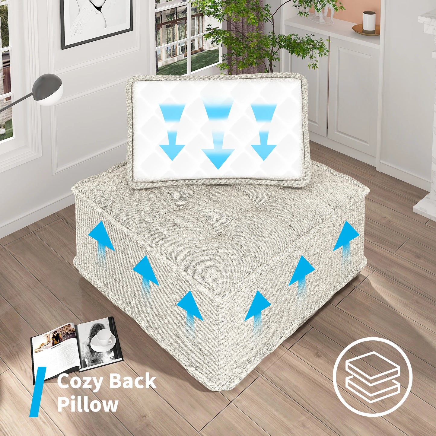 Armless Sofa Chair - Modular Sectional Sofa - Small Footprint