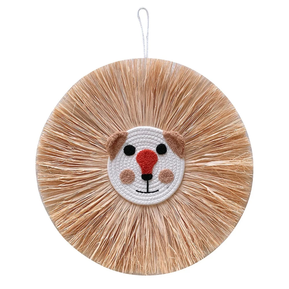 Lion Cartoon Straw Wall Hanging - Tapestry - Children's Room Collection