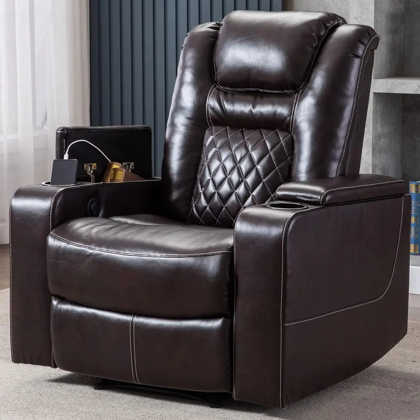 Home Theater Recliner Set *3Pcs - Genuine Leather - Cup Holders & USB Ports