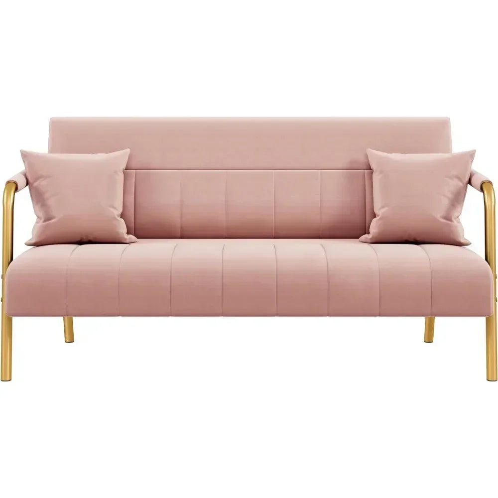 Modern Sofa Loveseat - Two Seater - Velvet Upholstery - 56.5" Wide