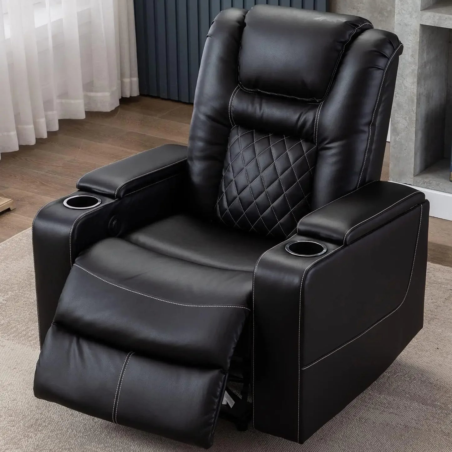 Home Theater Recliner Set *3Pcs - Genuine Leather - Cup Holders & USB Ports