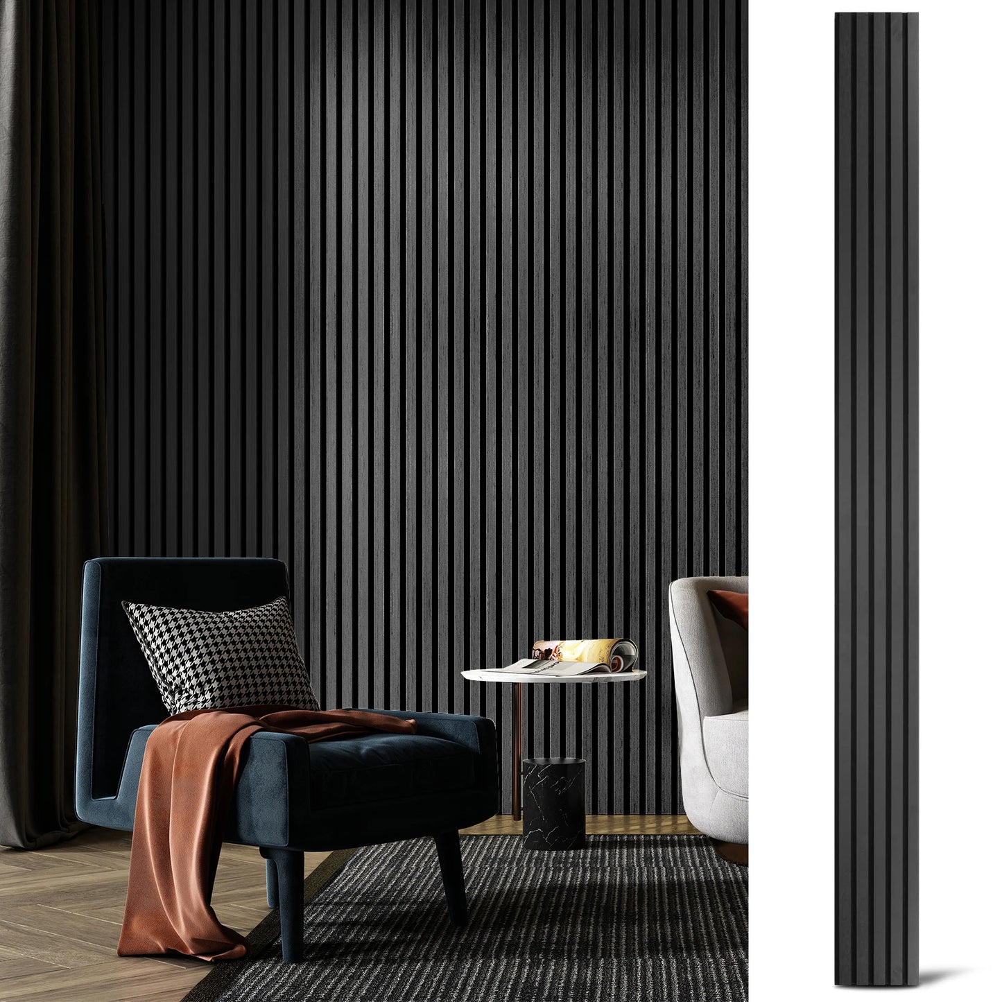 Wood Panel Sets *4Pcs - 94"x8" - Noise Reduction - Acoustic 3D Textured - Home Office Collection