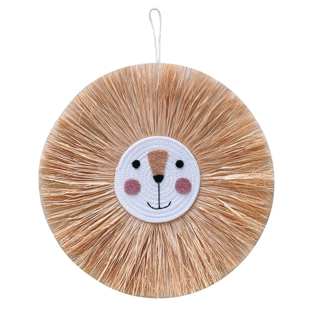 Lion Cartoon Straw Wall Hanging - Tapestry - Children's Room Collection