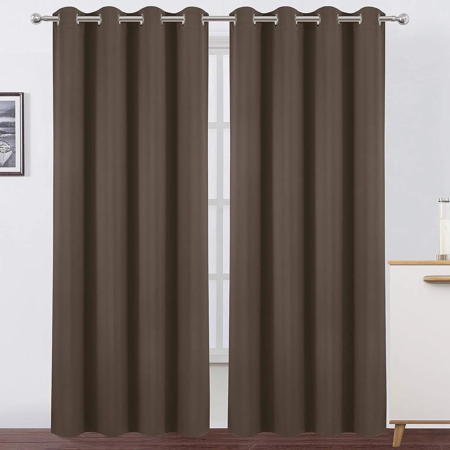 Curtains Drapes 4 Panels - Grommet Top - Blackout & Noise Reduction - Bedroom Collection
