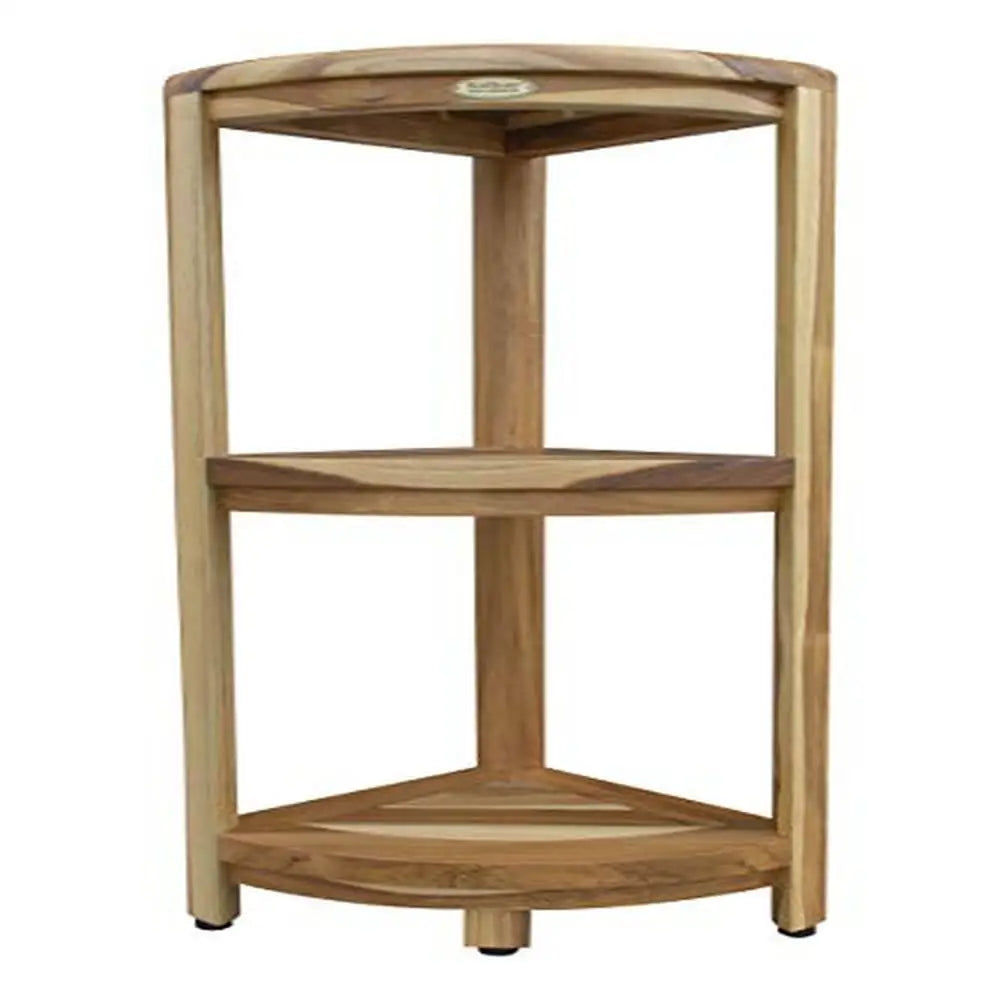Teak Wood Corner Shower Shelf - 13"x13"x34" - Zen Spa Vibes - Bathroom Collection