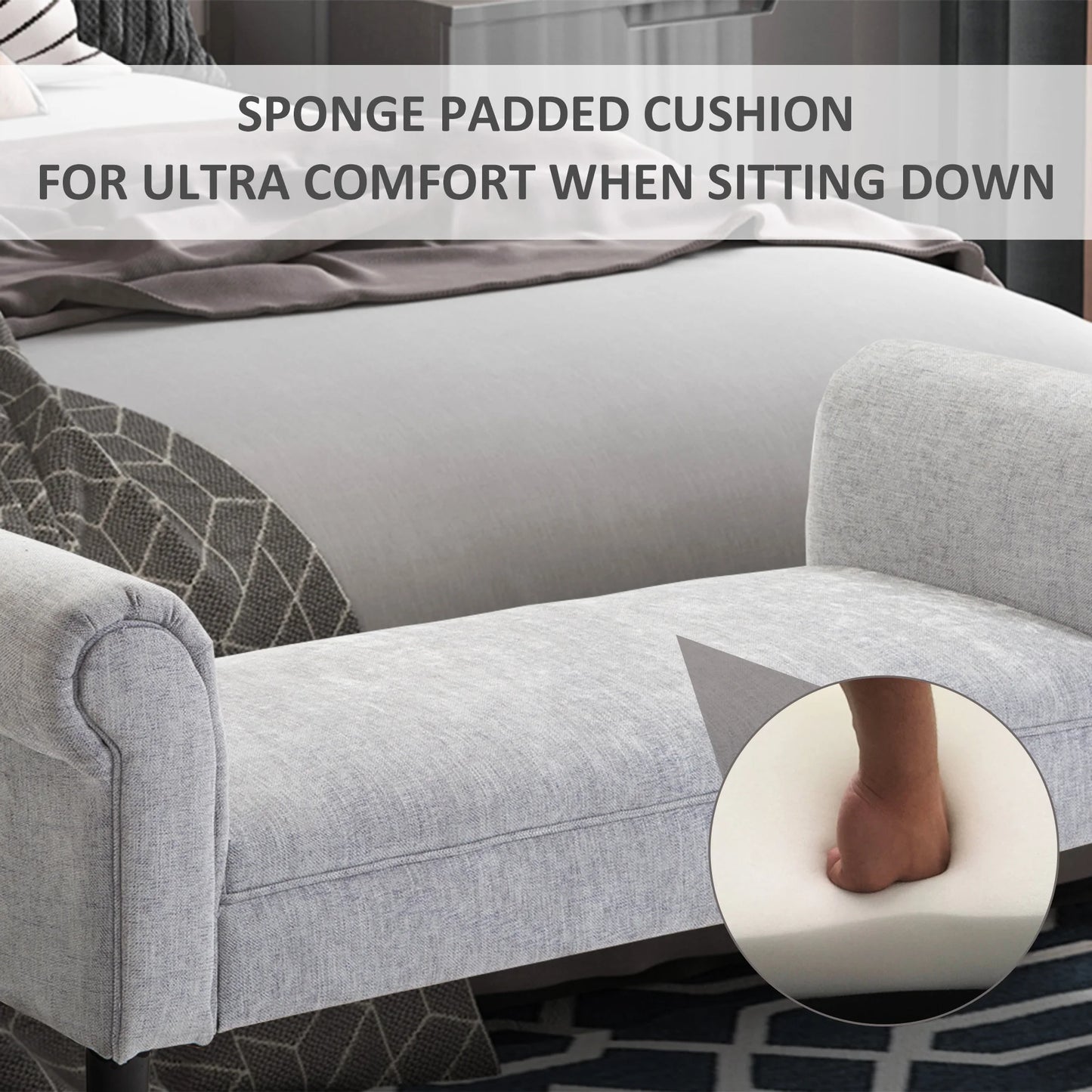 Ottoman - Sofa Chair - 52" Wide - Bedroom Bench