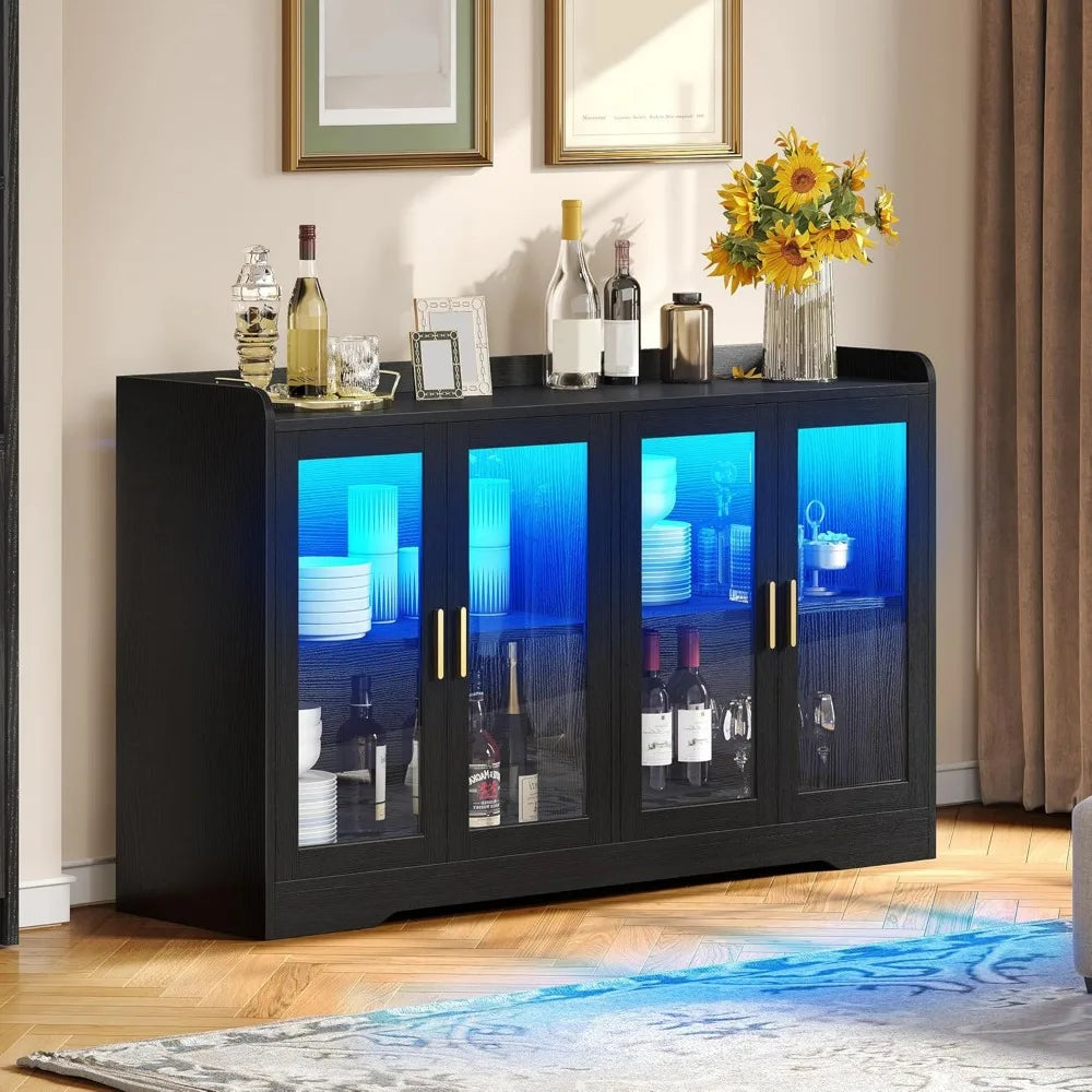 Buffet Sideboard Cabinet - 55" - LED Light - 4 Doors - Diningroom Collection
