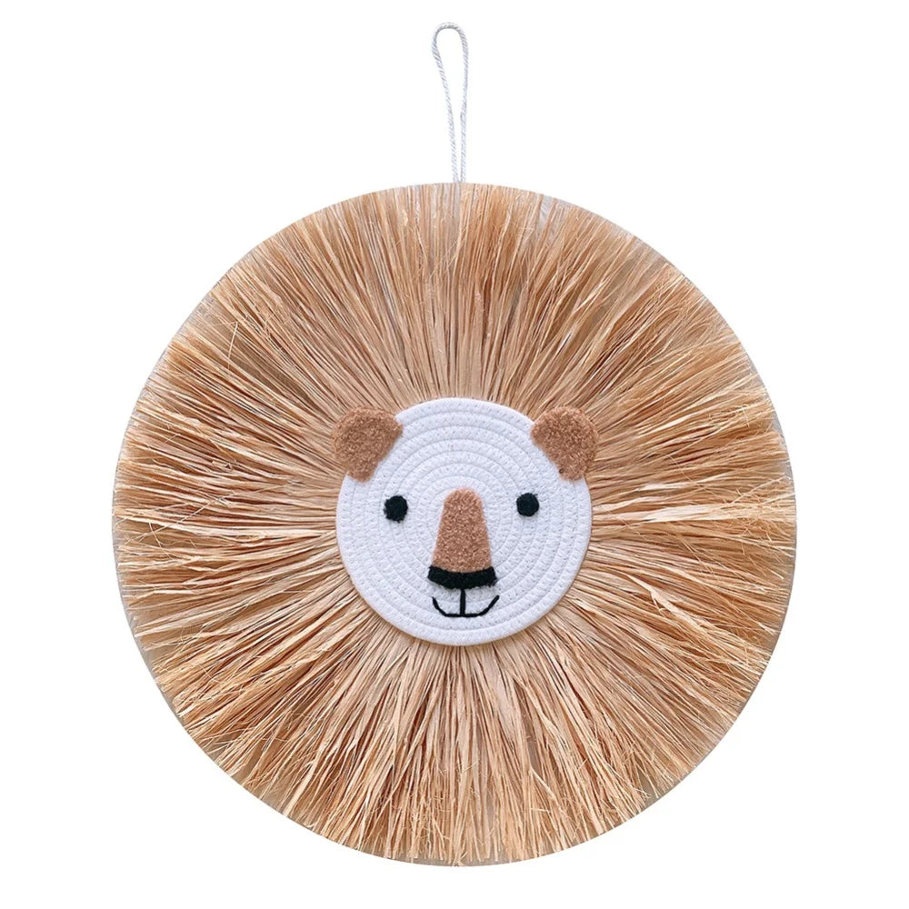 Lion Cartoon Straw Wall Hanging - Tapestry - Children's Room Collection