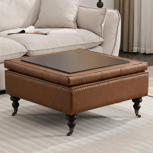 Ottoman Coffee Table Foot Rest - Faux Leather - Oversize - Livingroom Collection