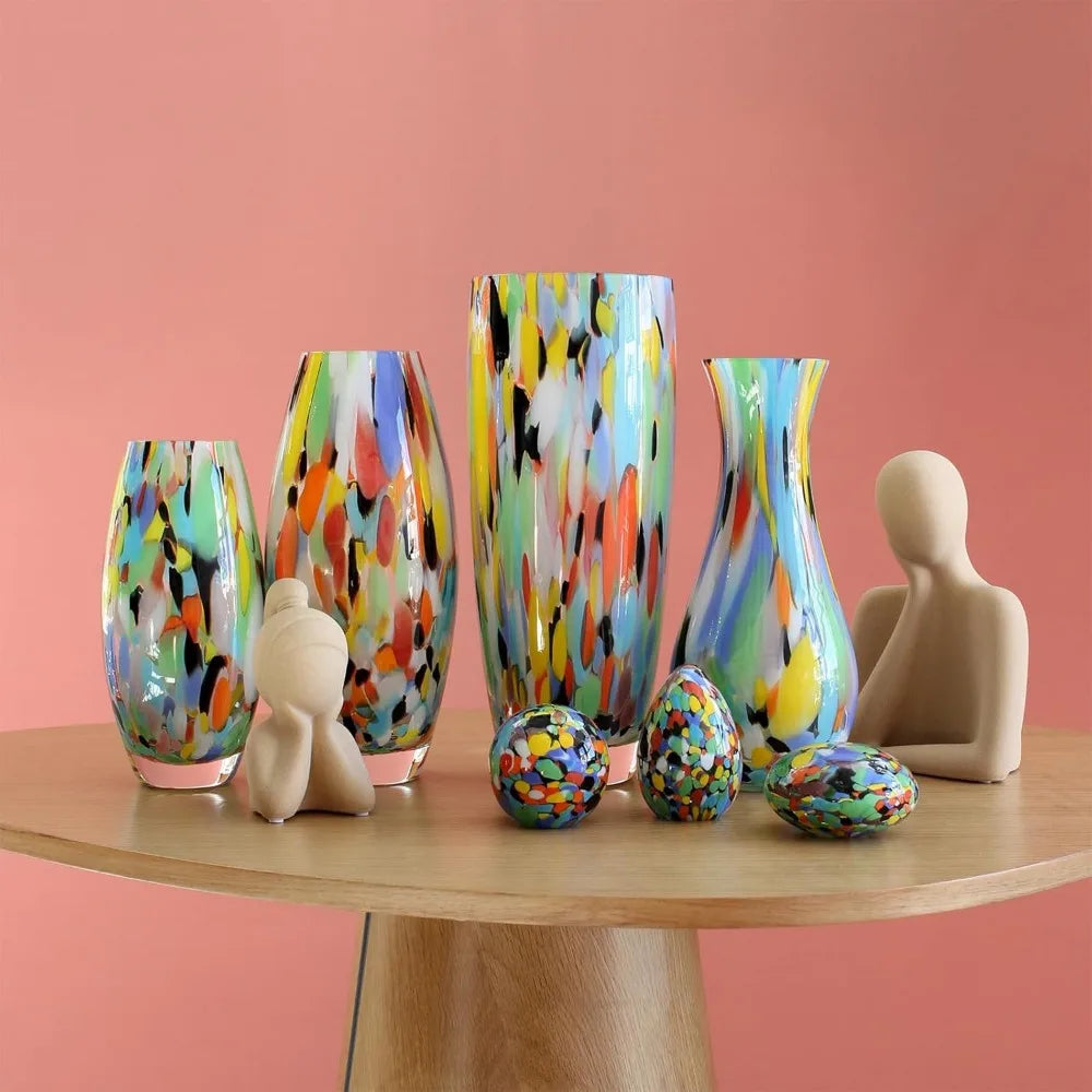 Vase - Hand Blown Glass -  Murano Style Art