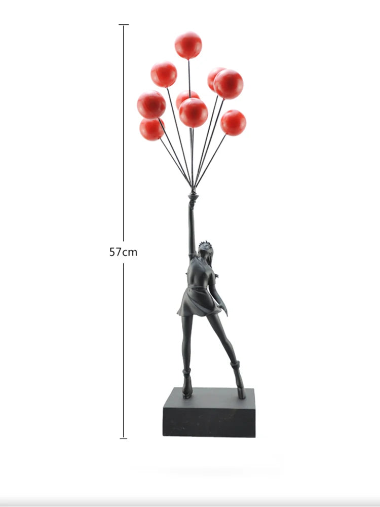 Anti-War Flying Balloons Girl Statue