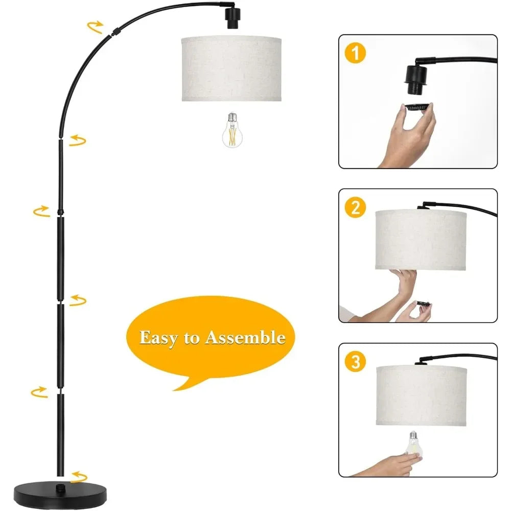 Floor Lamp - Arched - Foot Switch - Drum Shade - Livingroom Collection