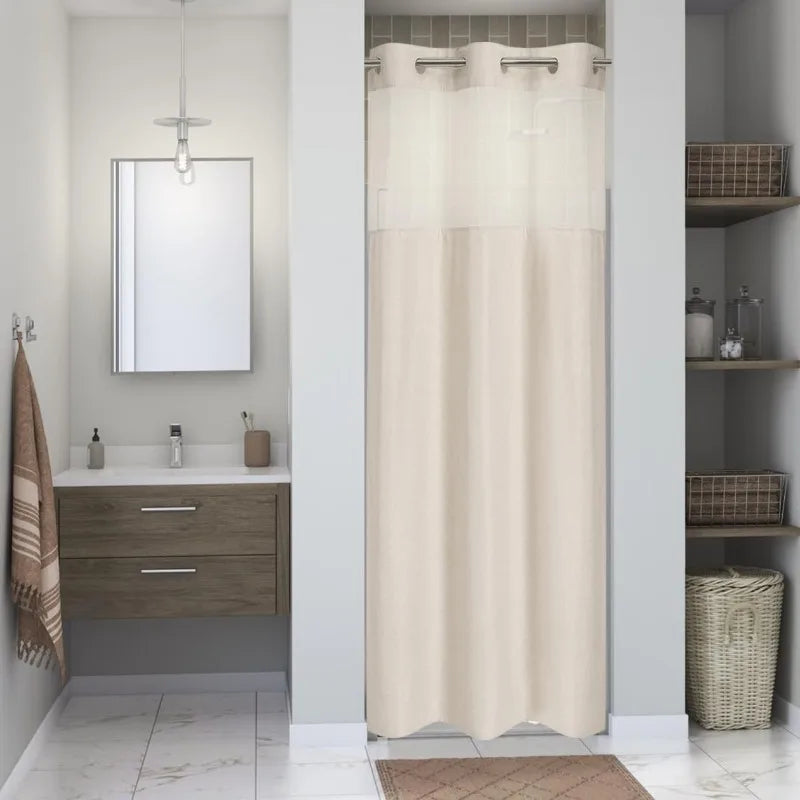 Shower Curtains - Linen Textured Liners - Hookless - Mesh - Bathroom Collection