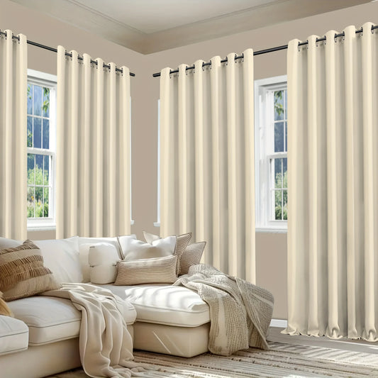 Curtains Drapes 4 Panels - Grommet Top - Blackout & Noise Reduction - Bedroom Collection
