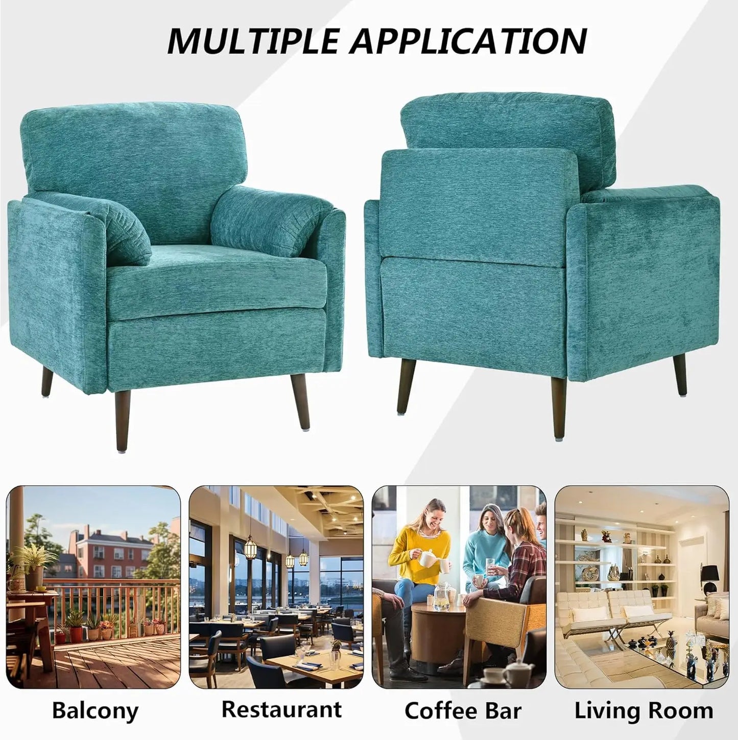 Accent Chair - Oversized Armchair - Chenille Fabric - Bedroom Collection