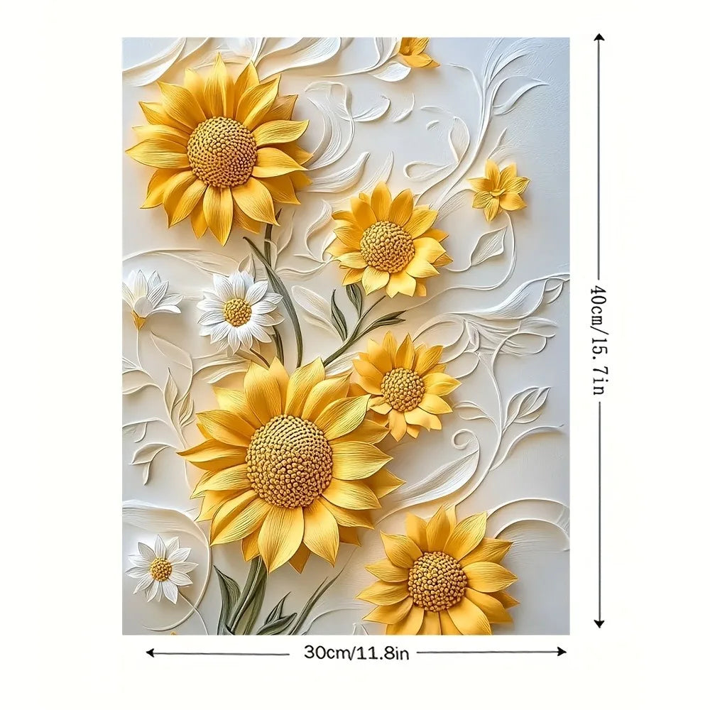 Sunflower Canvas Art - Giclee 15.7x11.8" - 3D Relief Textured Artwork - Entryway Collection