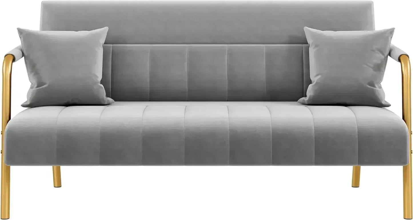 Modern Sofa Loveseat - Two Seater - Velvet Upholstery - 56.5" Wide