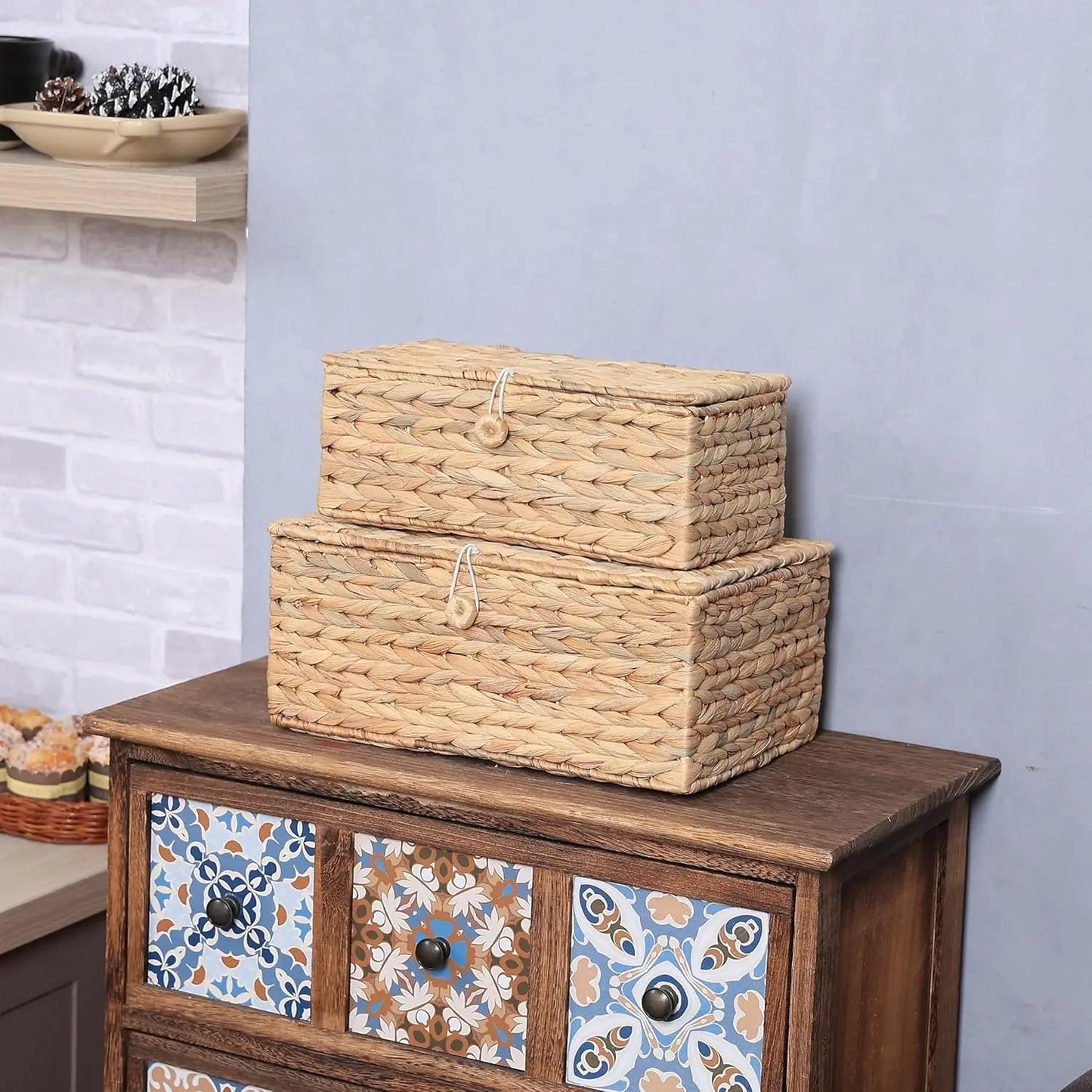 Wicker Storage Basket Set *2Pcs - Rattan - Diningroom Collection