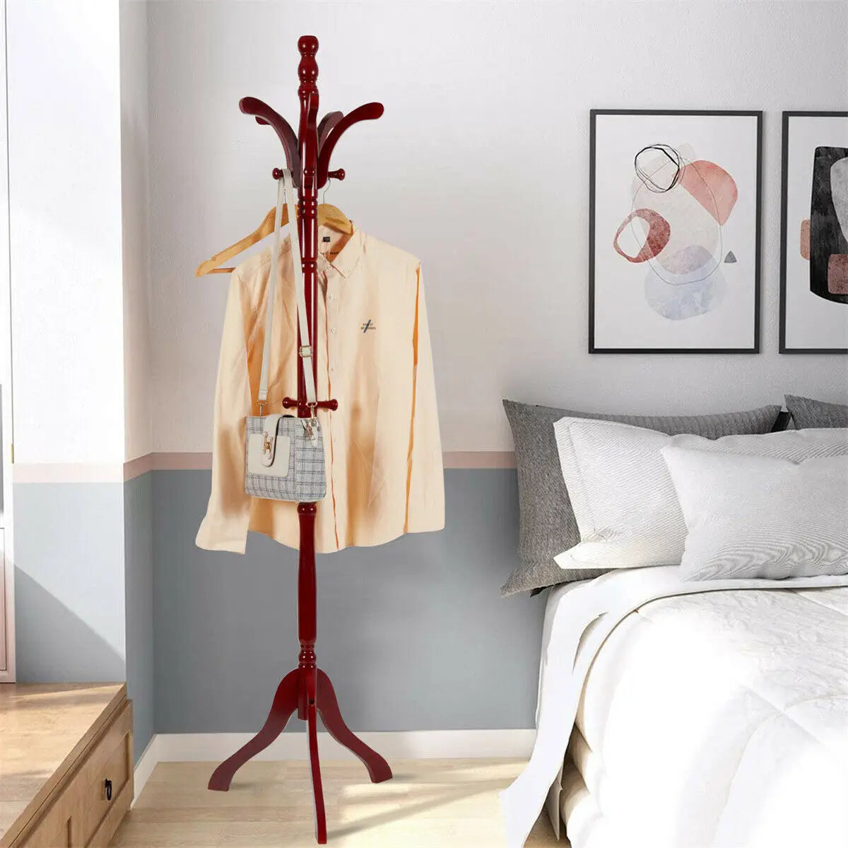 Wisfor Coat, Hat Rack - Solid Wood - Tripod Base